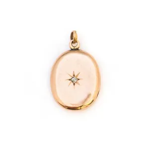 10K Gold & Diamond Oval Antique Locket