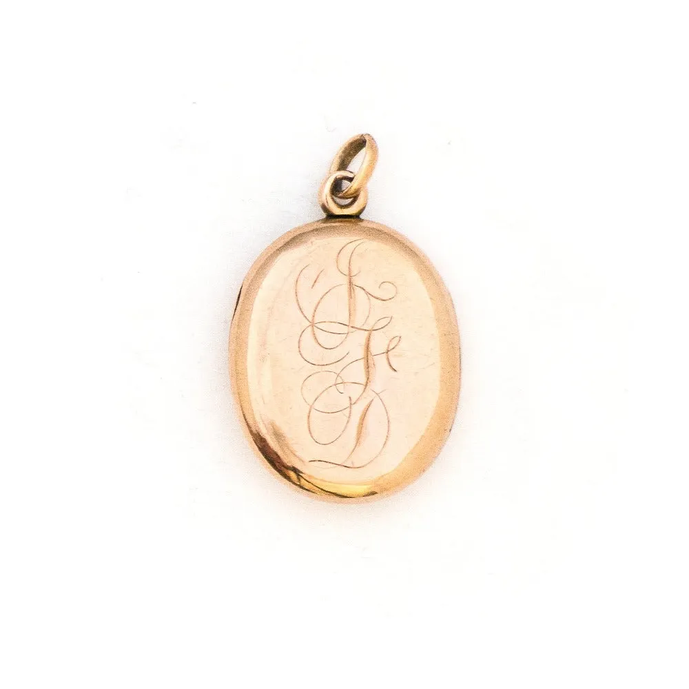 10K Gold & Diamond Oval Antique Locket