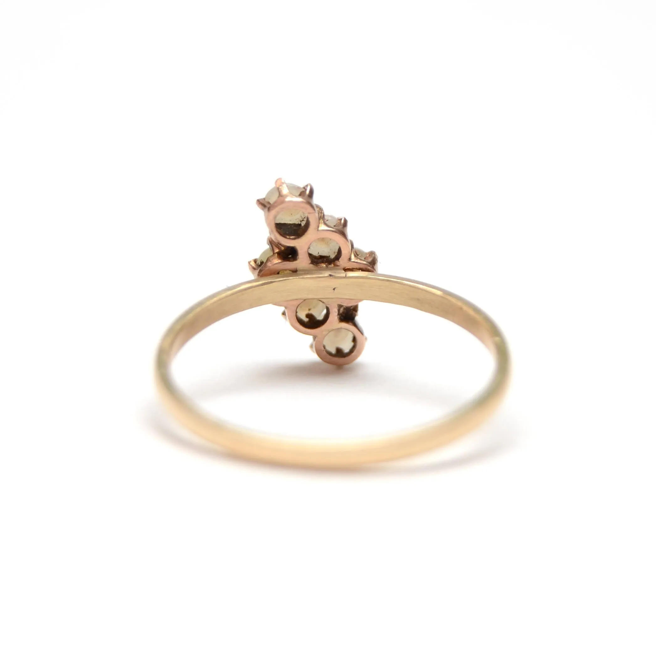 10k Victorian Rose Cut Diamond and Pearl Ring