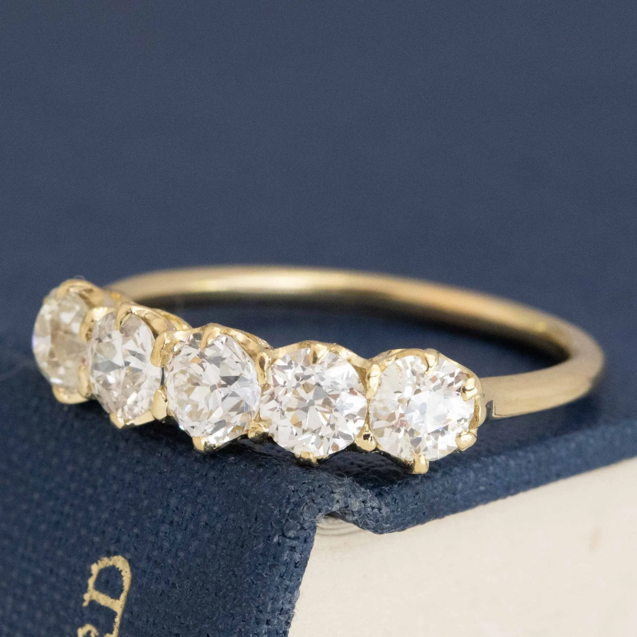 1.44ctw Old European Cut Diamond 5-Stone Half-Hoop Band