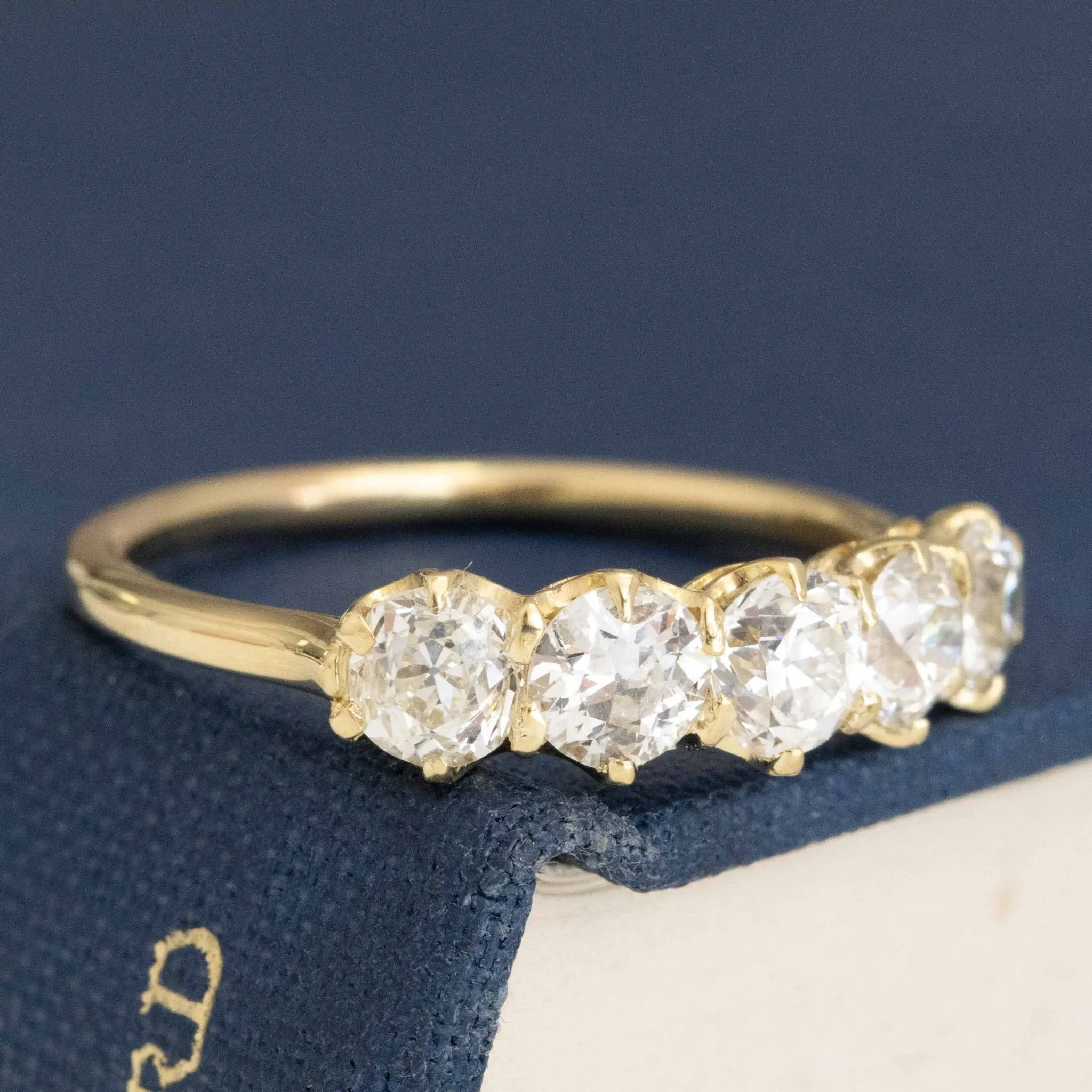 1.44ctw Old European Cut Diamond 5-Stone Half-Hoop Band