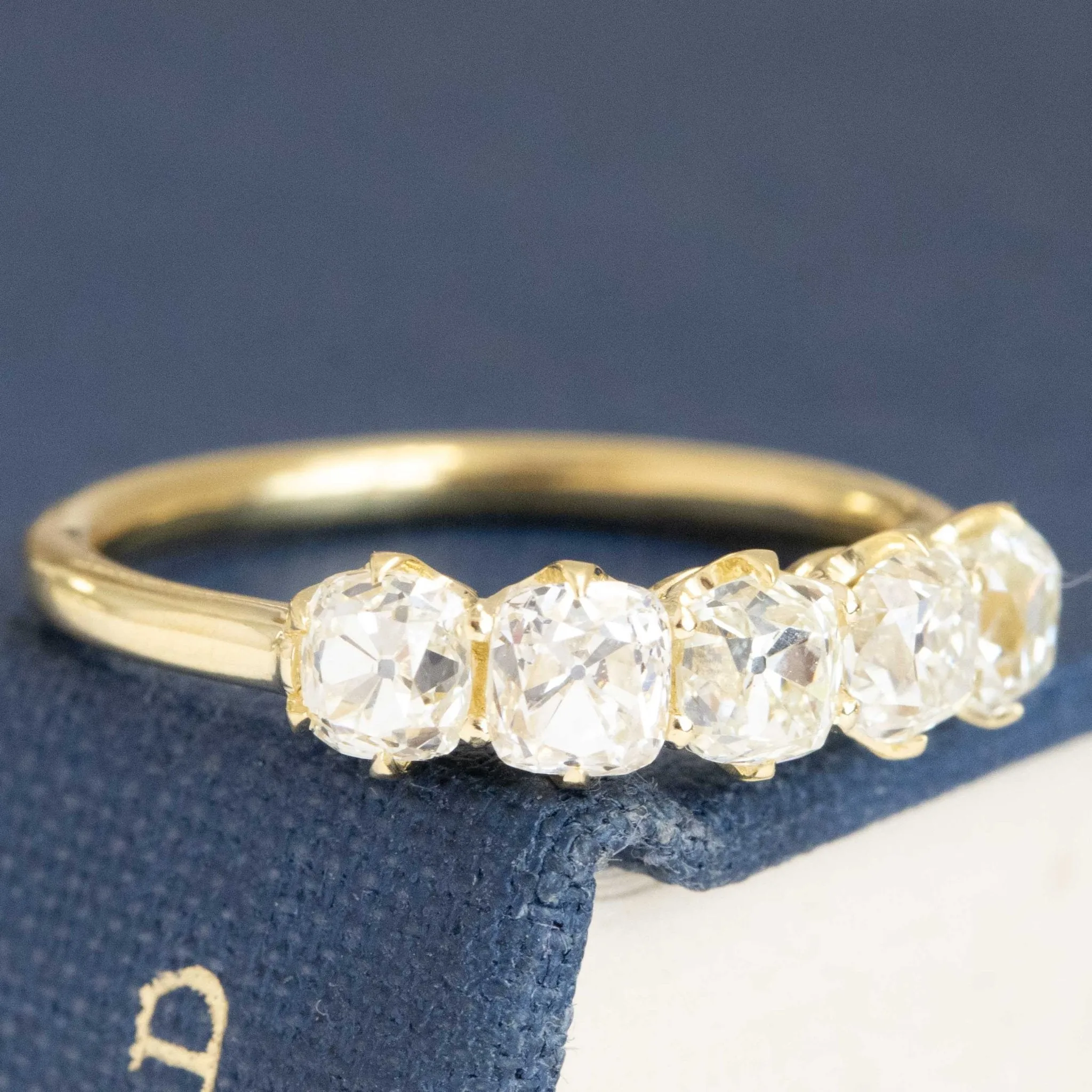 1.44ctw Old Mine Cut Diamond 5-Stone Band