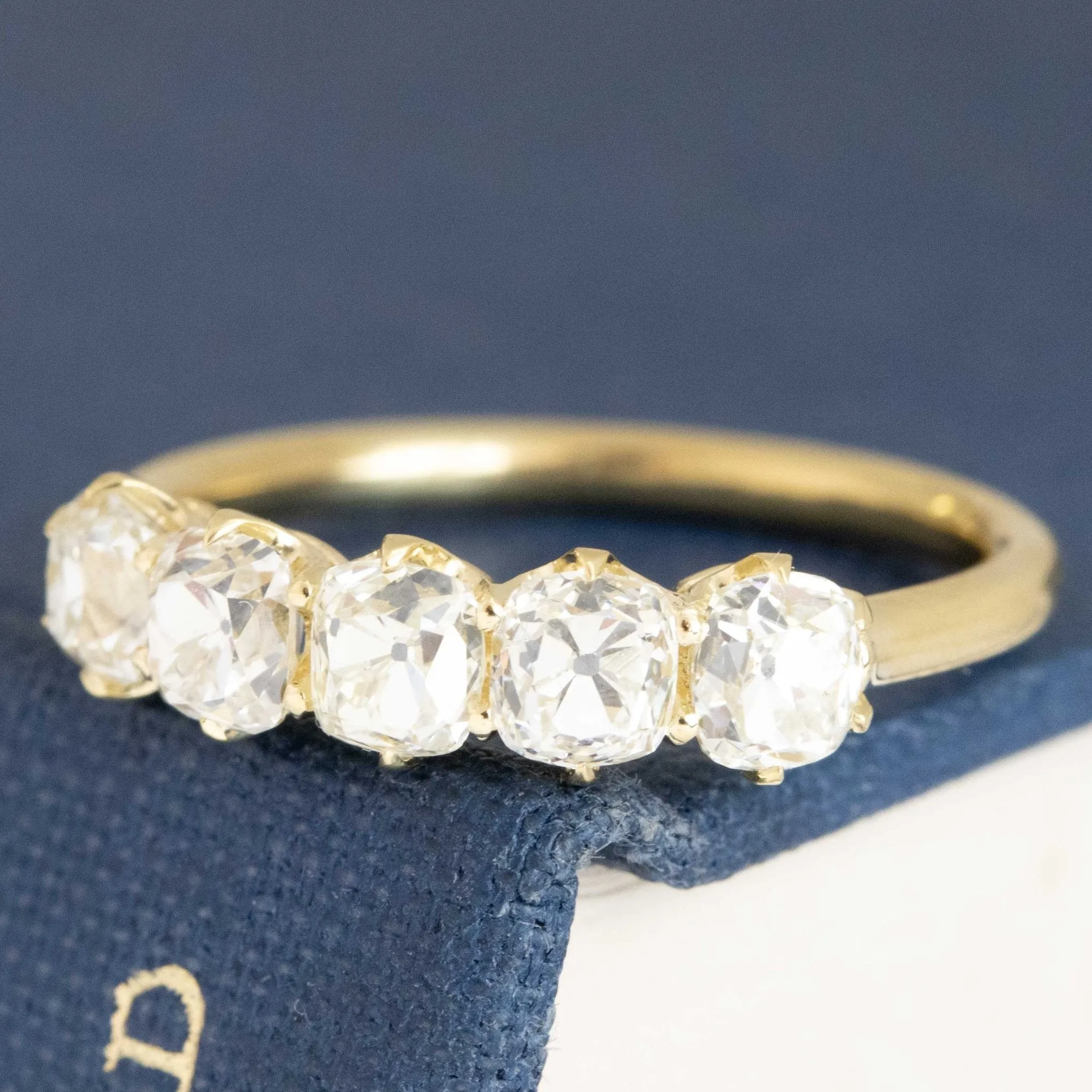 1.44ctw Old Mine Cut Diamond 5-Stone Band