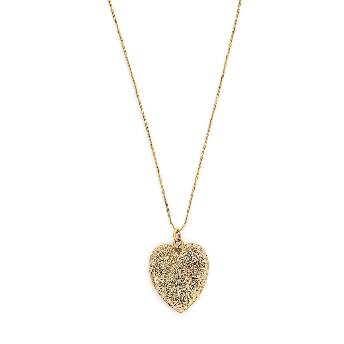 14K Gold Mother Earth Heart Antique Locket