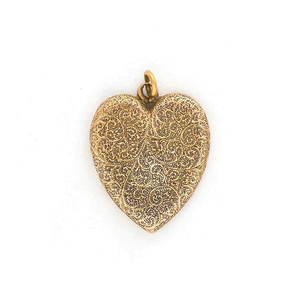 14K Gold Mother Earth Heart Antique Locket
