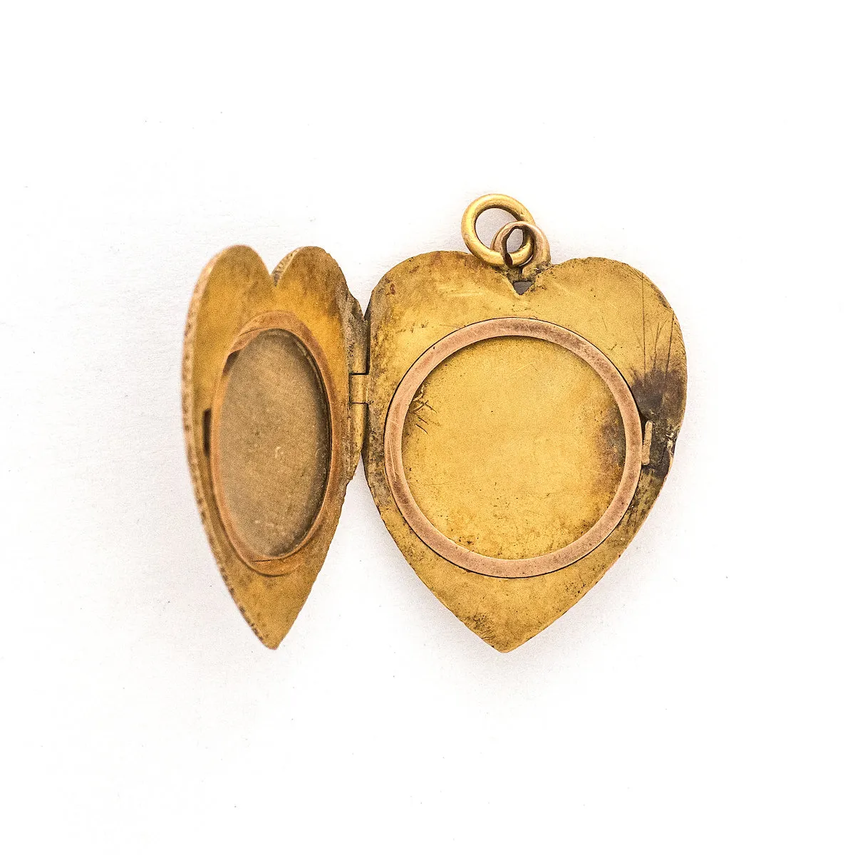 14K Gold Mother Earth Heart Antique Locket