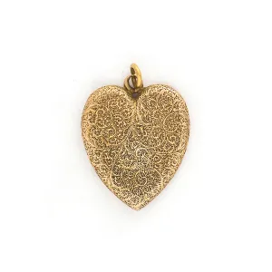 14K Gold Mother Earth Heart Antique Locket
