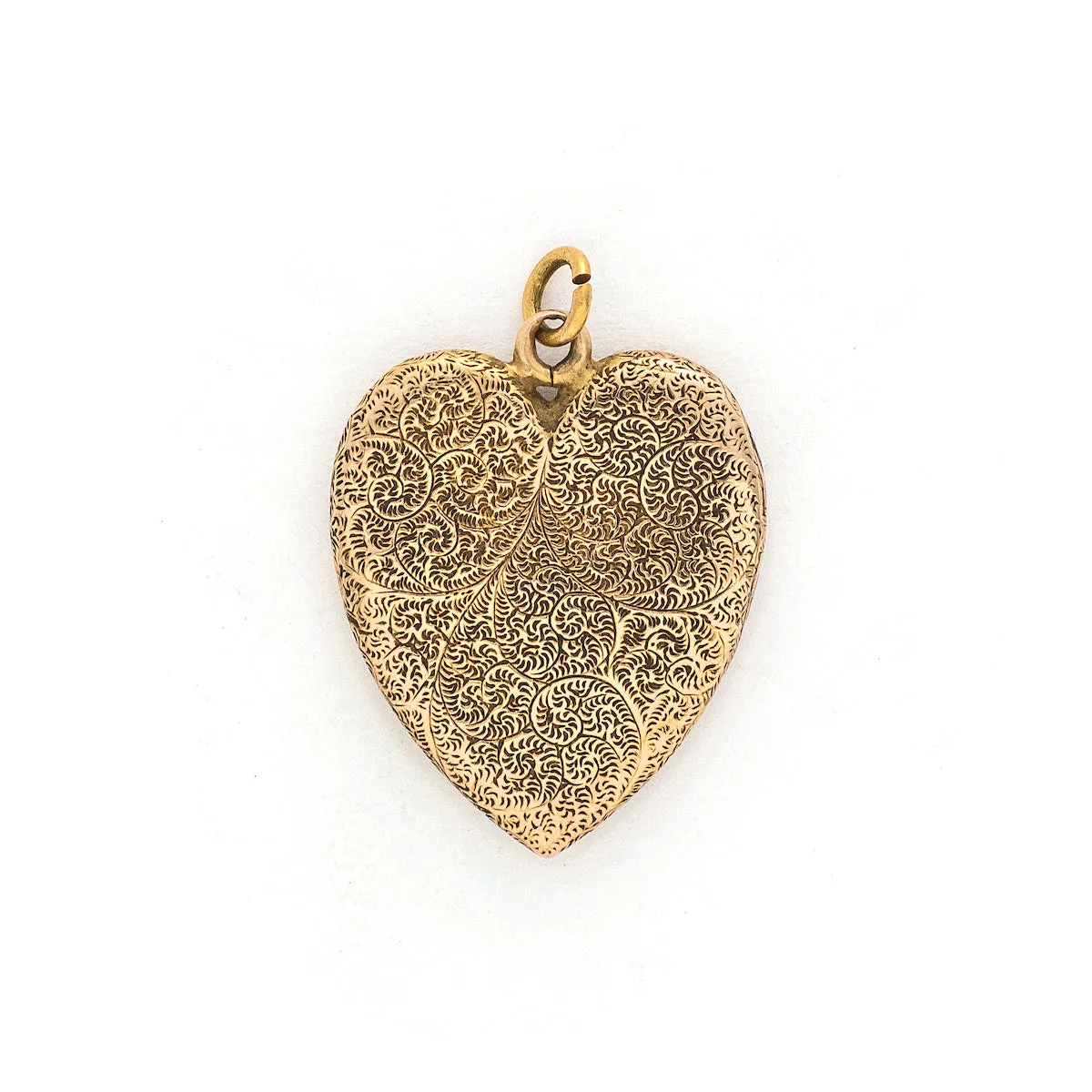 14K Gold Mother Earth Heart Antique Locket
