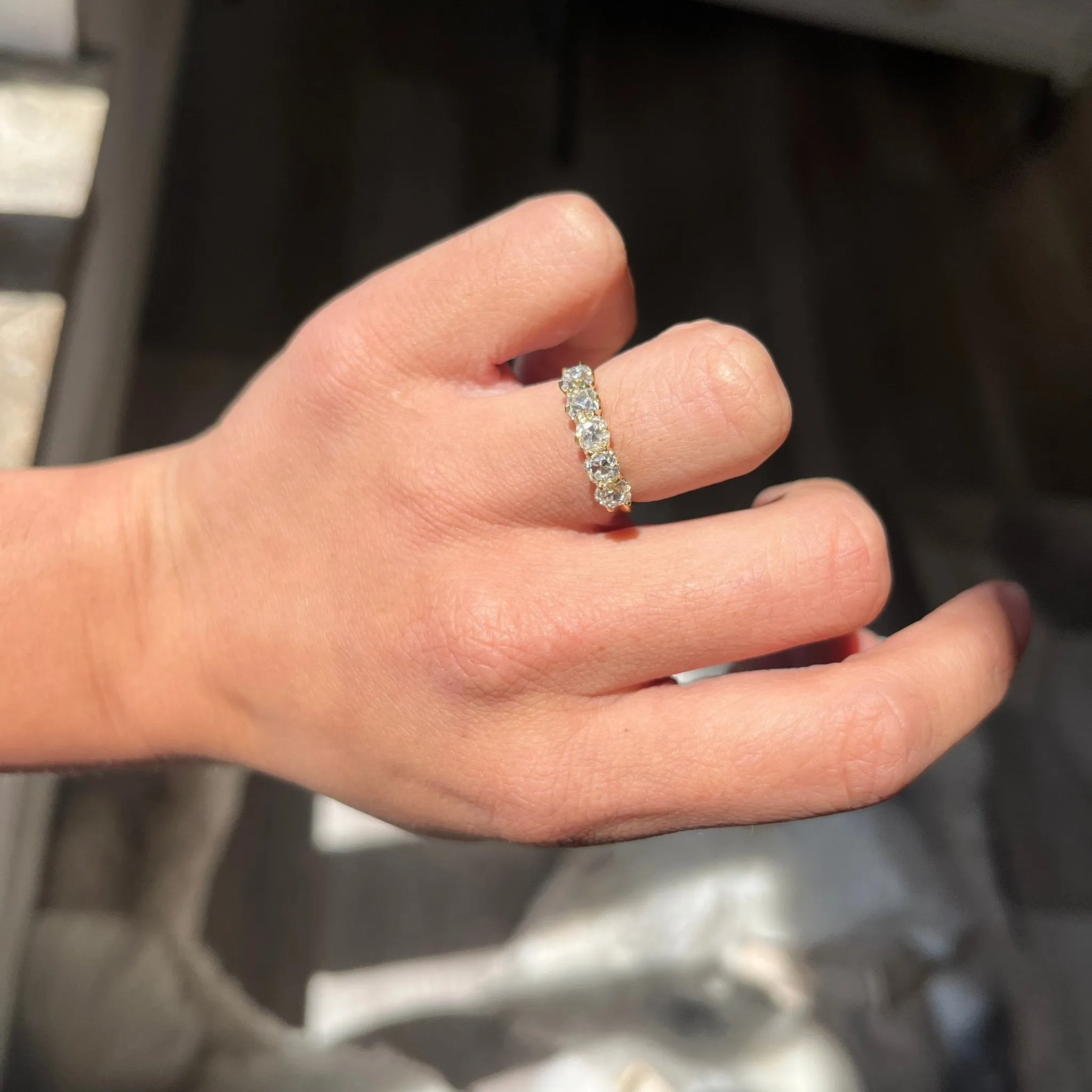 1.60ctw Old Mine Cut Diamond 5-Stone Band