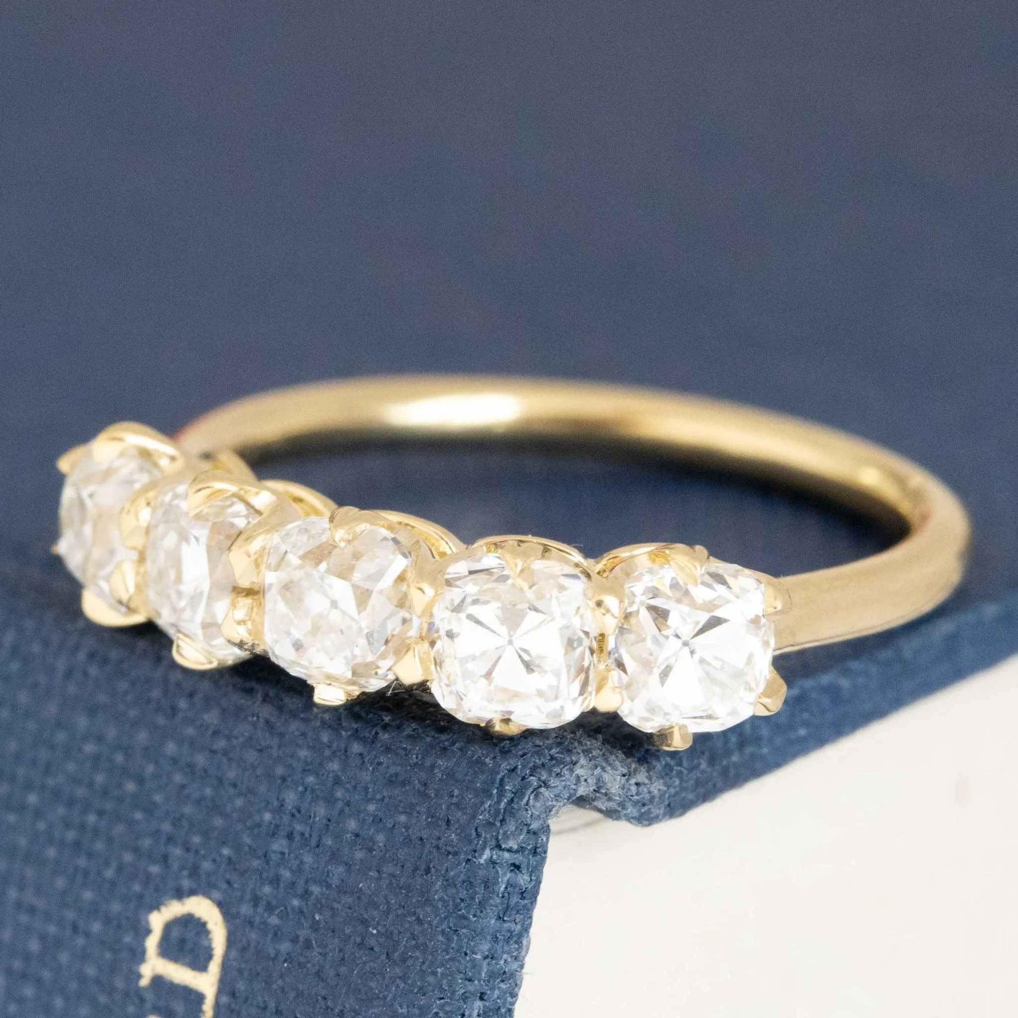 1.60ctw Old Mine Cut Diamond 5-Stone Band