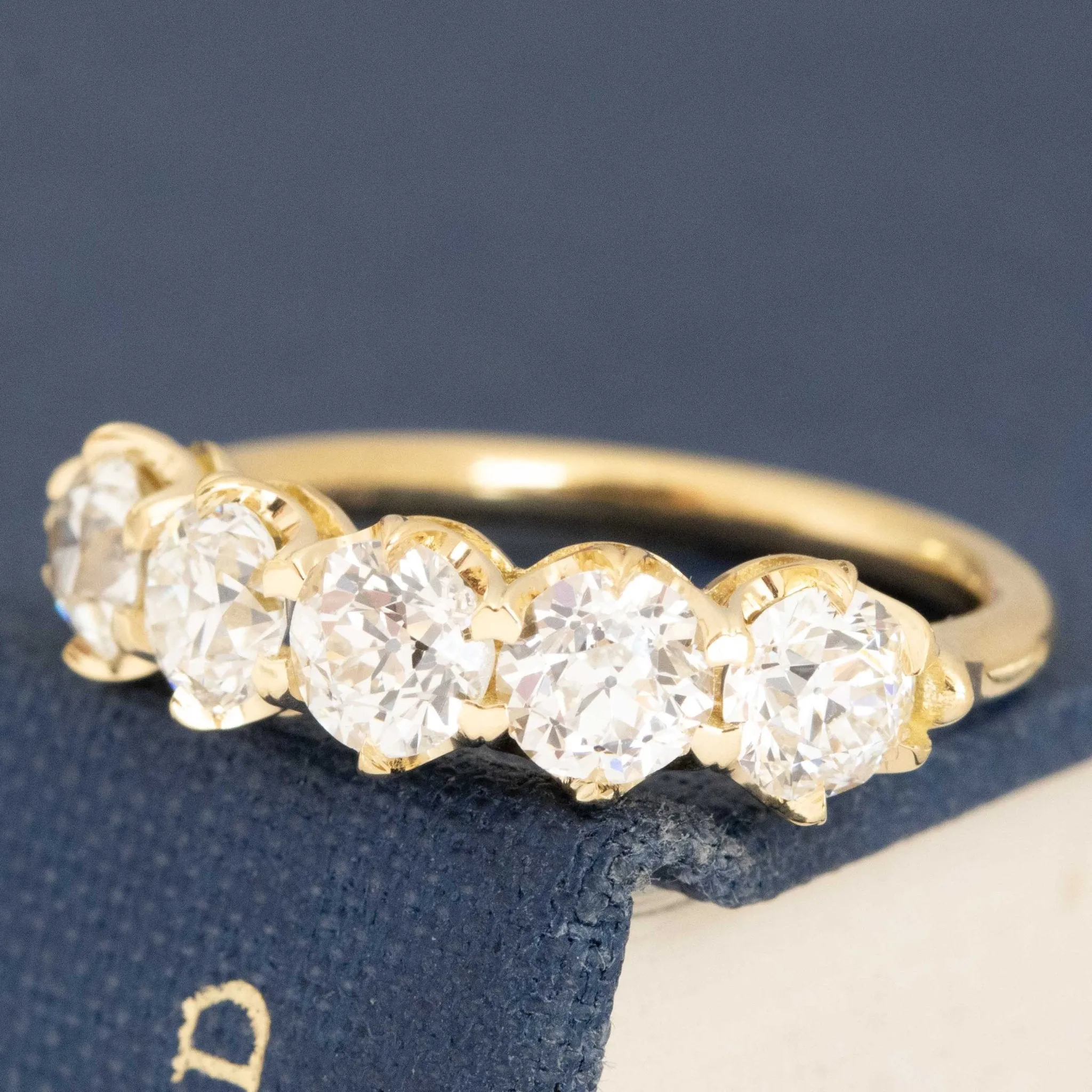 1.61ctw Old European Cut Diamond 5-Stone Band
