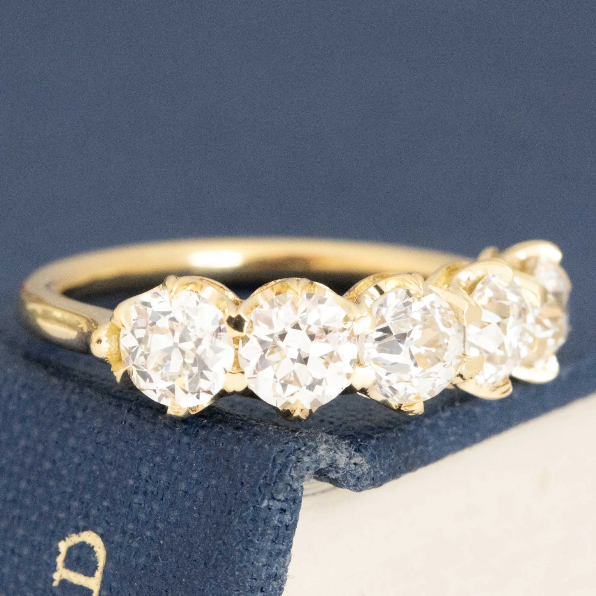 1.61ctw Old European Cut Diamond 5-Stone Band
