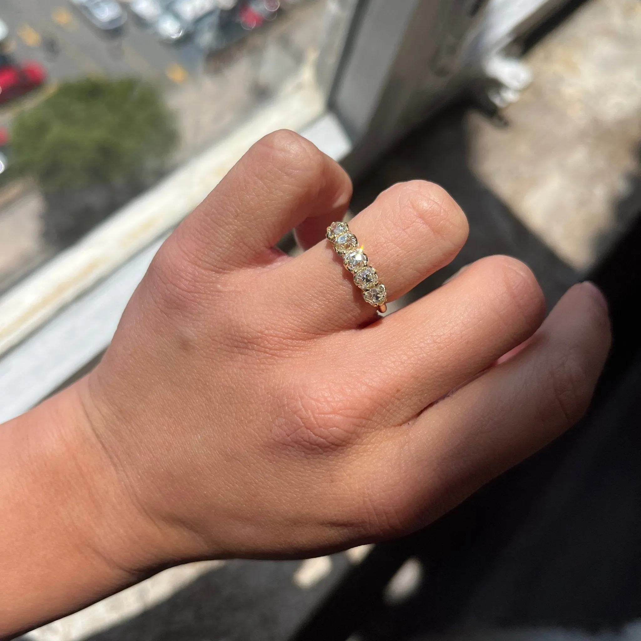 1.68ctw Old Mine Cut Diamond 5-Stone Band