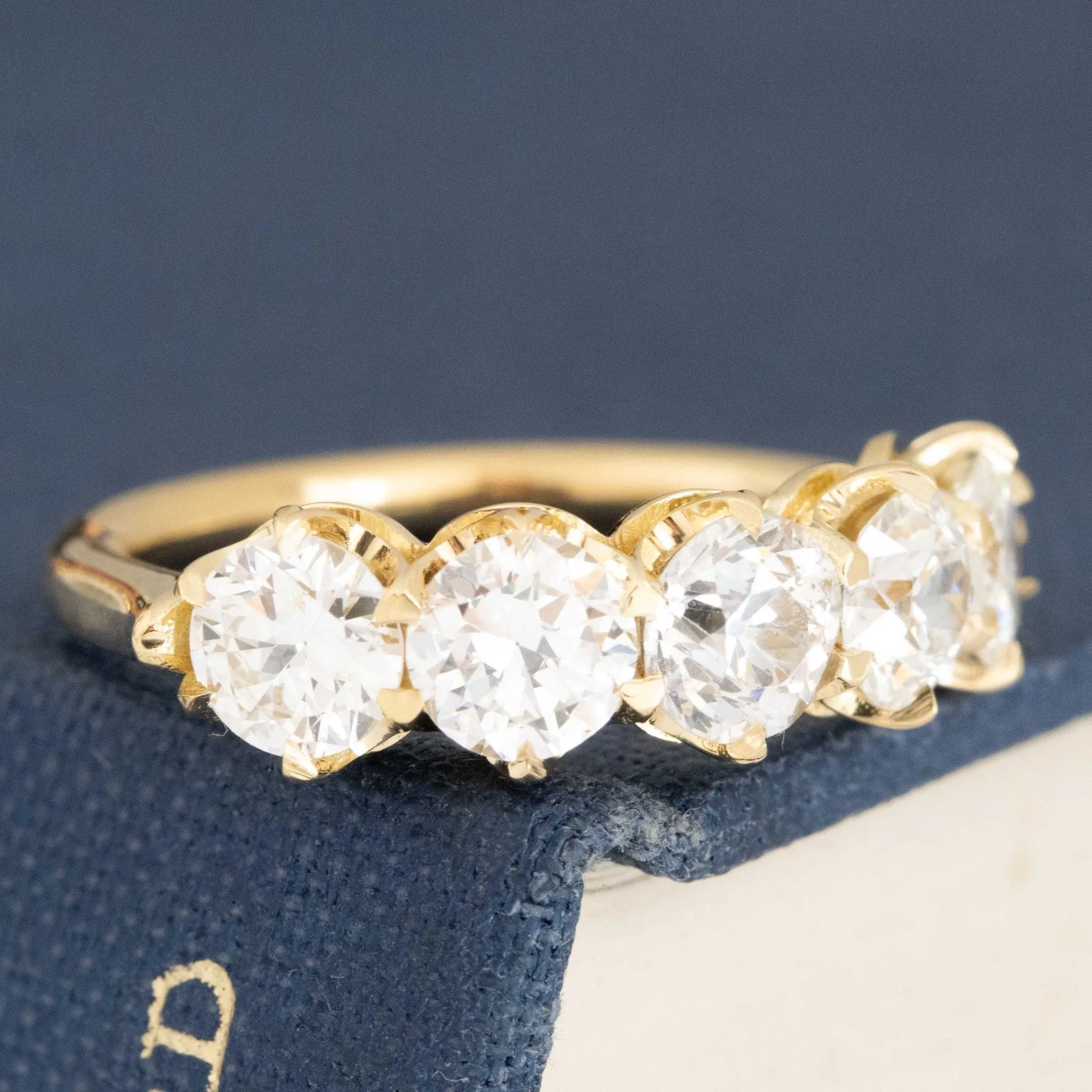 1.83ctw Old European Cut Diamond 5-Stone Band
