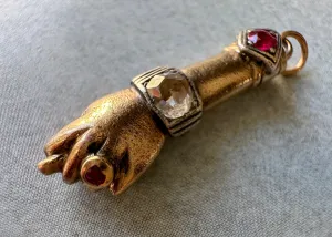 18k Yellow Gold and Sterling Silver Manu Fica with Diamond