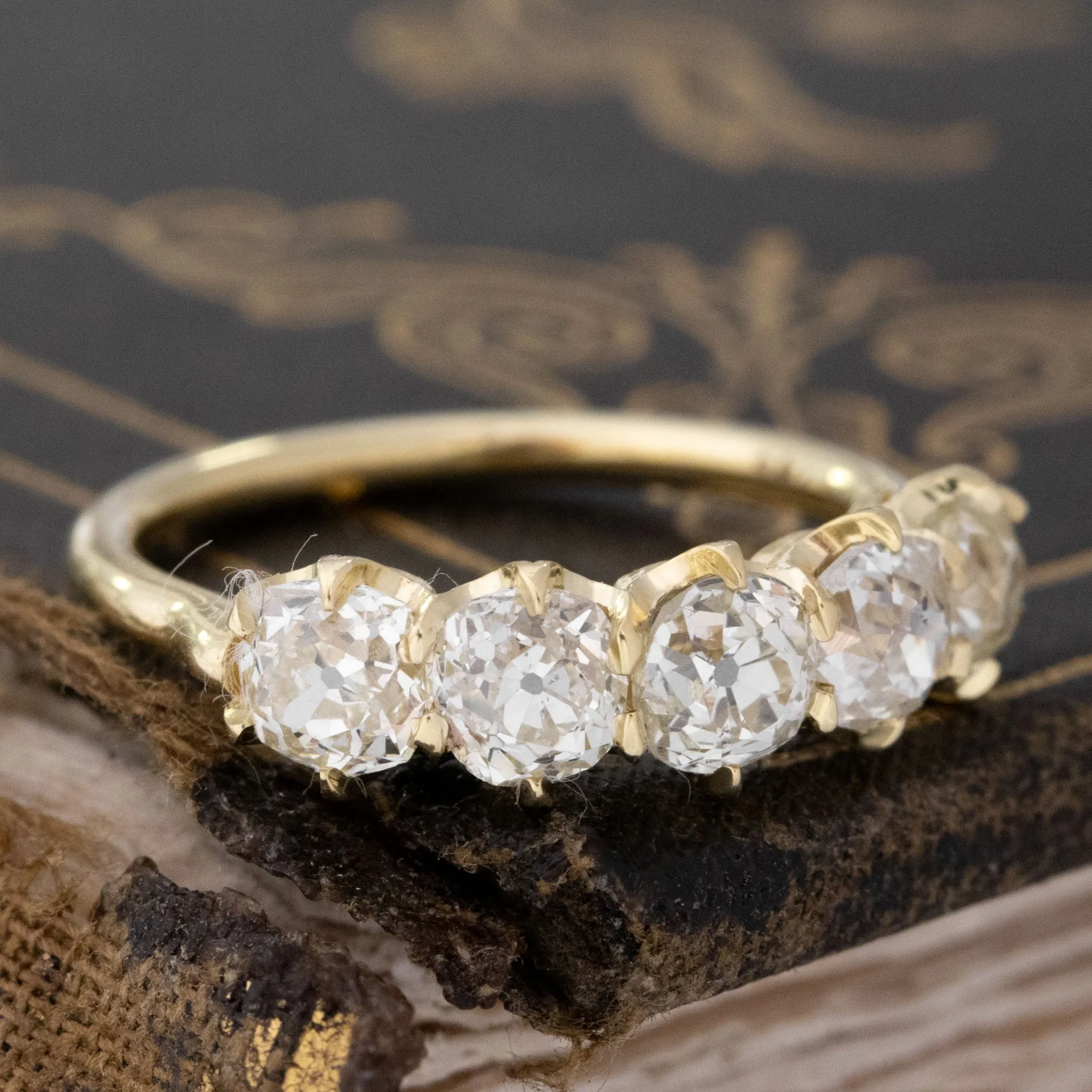 2.17ctw Old Mine Cut Diamond 5-Stone Band