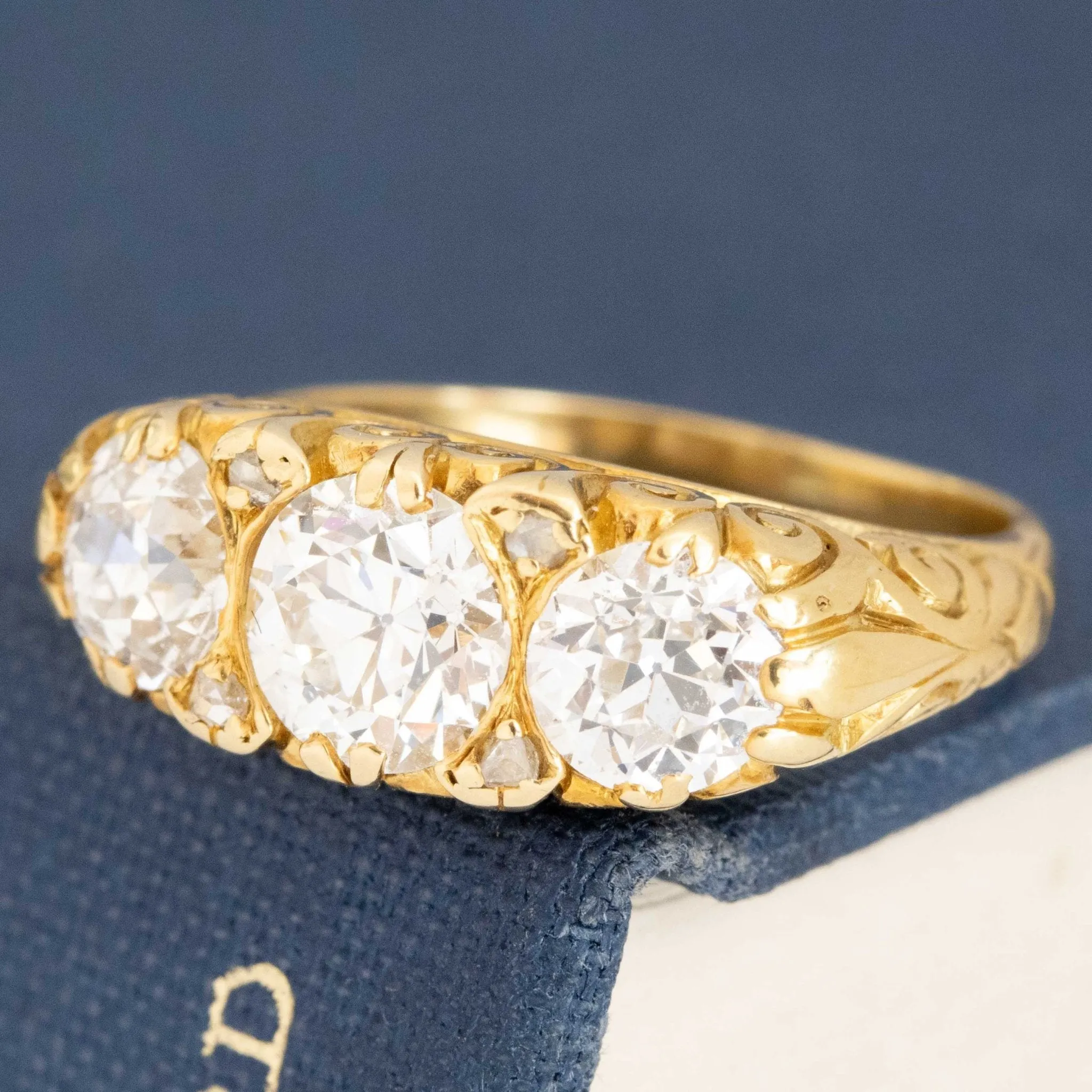 2.34ctw Victorian Revival Old European Cut Diamond Trilogy Ring
