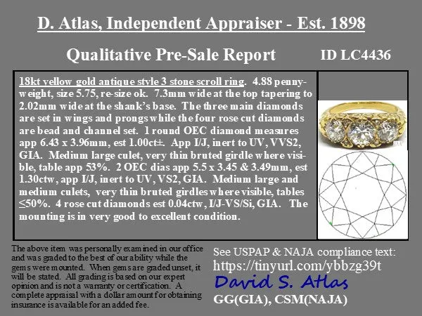 2.34ctw Victorian Revival Old European Cut Diamond Trilogy Ring