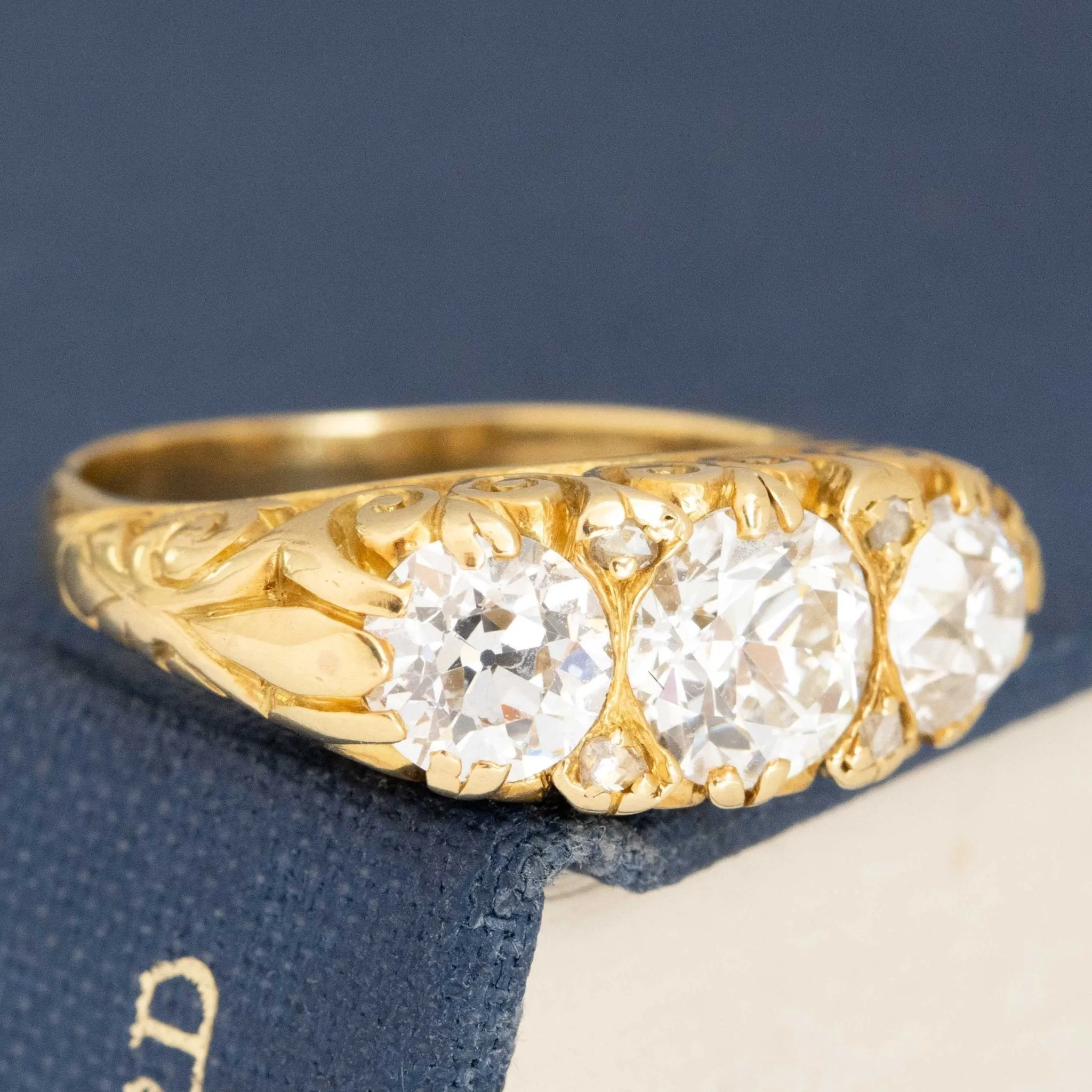 2.34ctw Victorian Revival Old European Cut Diamond Trilogy Ring