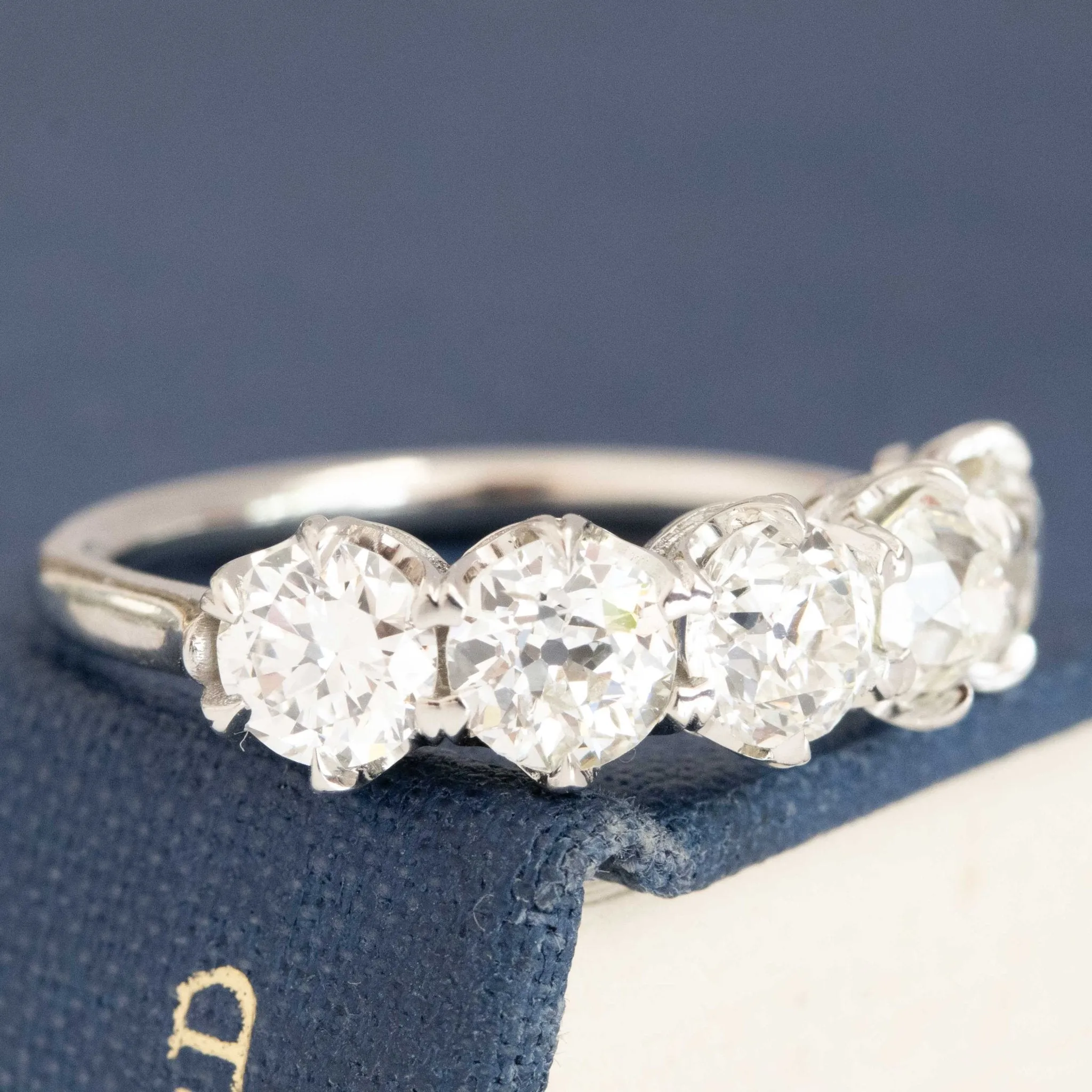 2.52ctw Old European Cut Diamond 5-Stone Half-Hoop Band