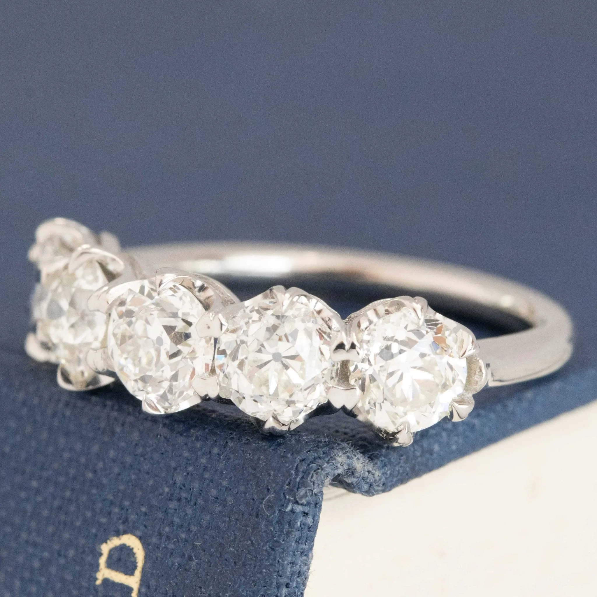 2.52ctw Old European Cut Diamond 5-Stone Half-Hoop Band
