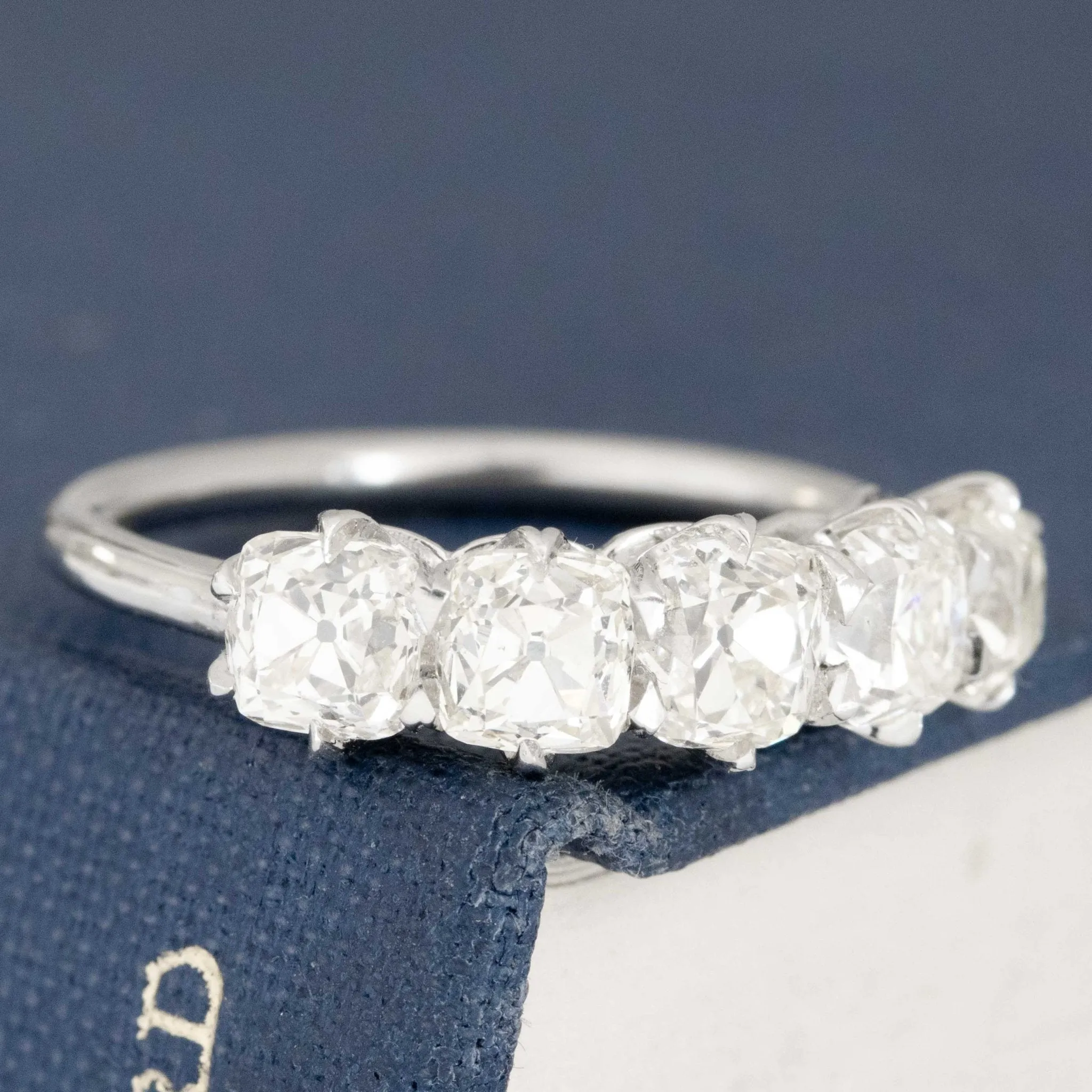 2.65ctw Old Mine Cut Diamond 5-Stone Band