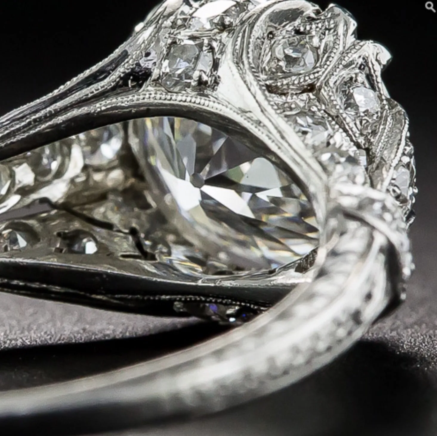 3.50 ct Edwardian Antique Style Platinum Diamond Engagement Ring
