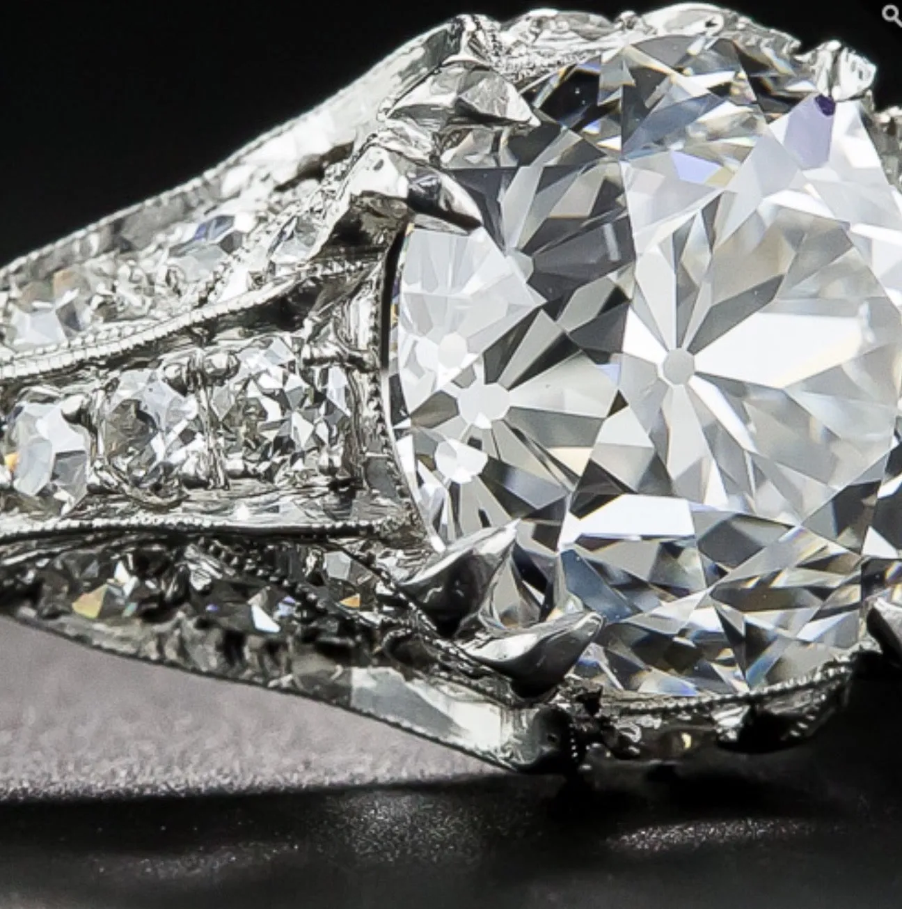 3.50 ct Edwardian Antique Style Platinum Diamond Engagement Ring
