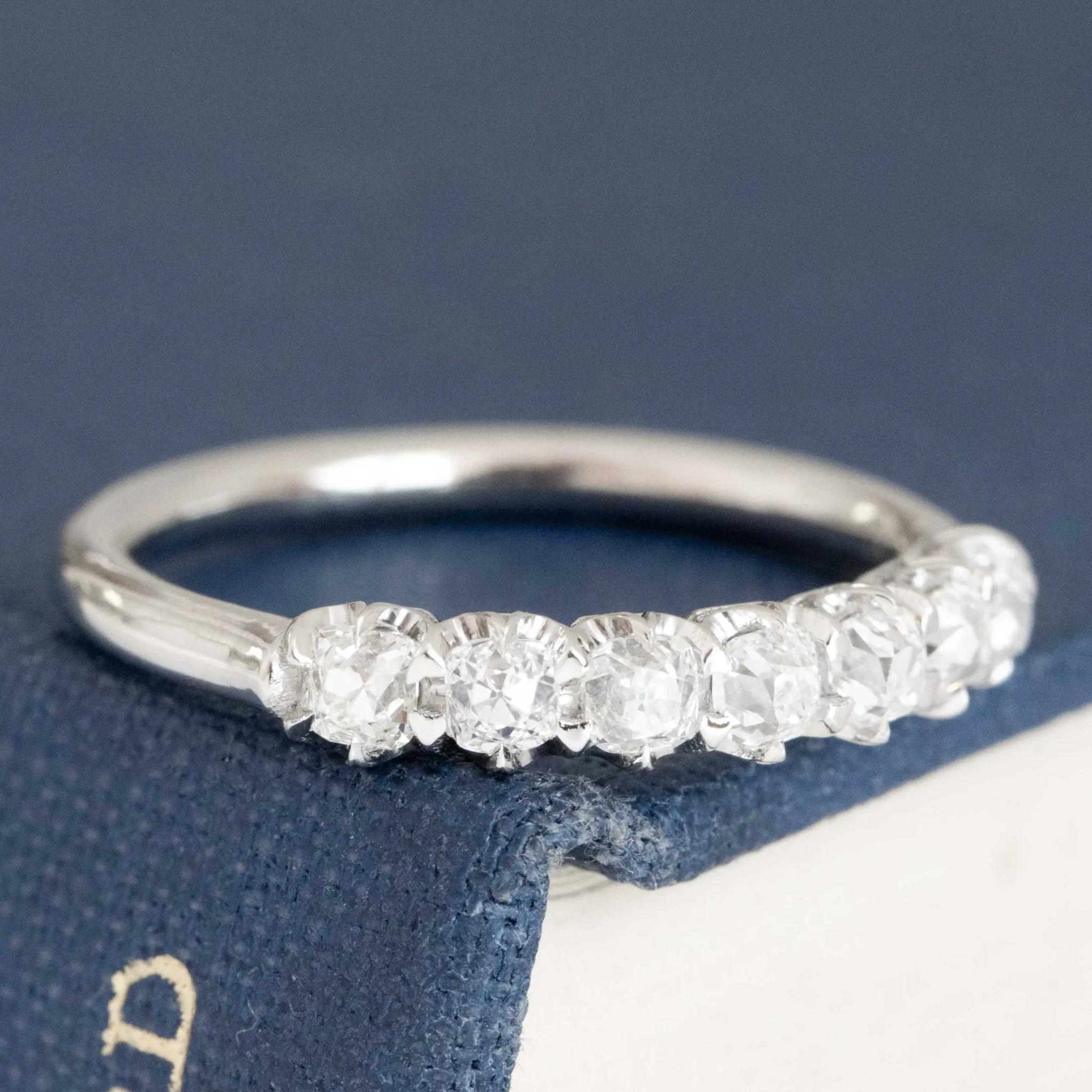 .63ctw Petite Old Mine Cut Diamond Half-Hoop Band