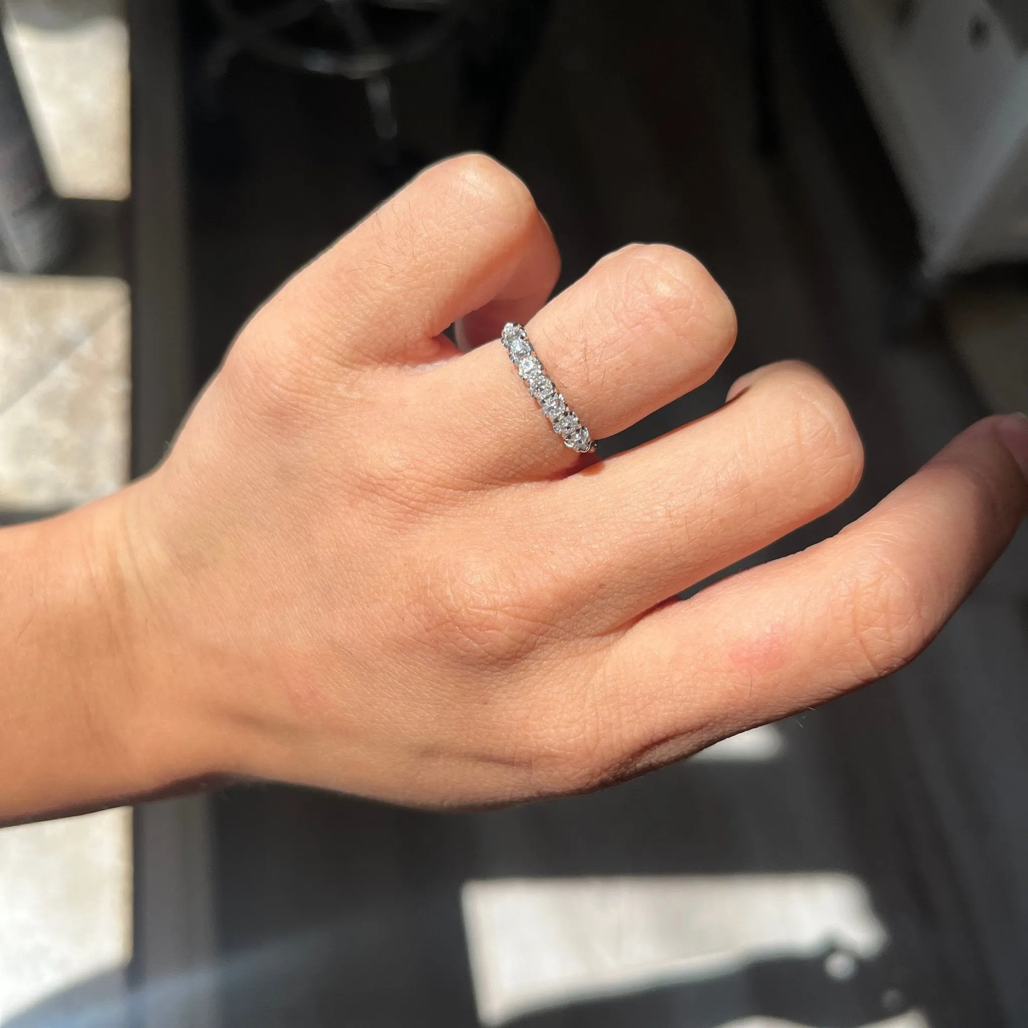 .63ctw Petite Old Mine Cut Diamond Half-Hoop Band