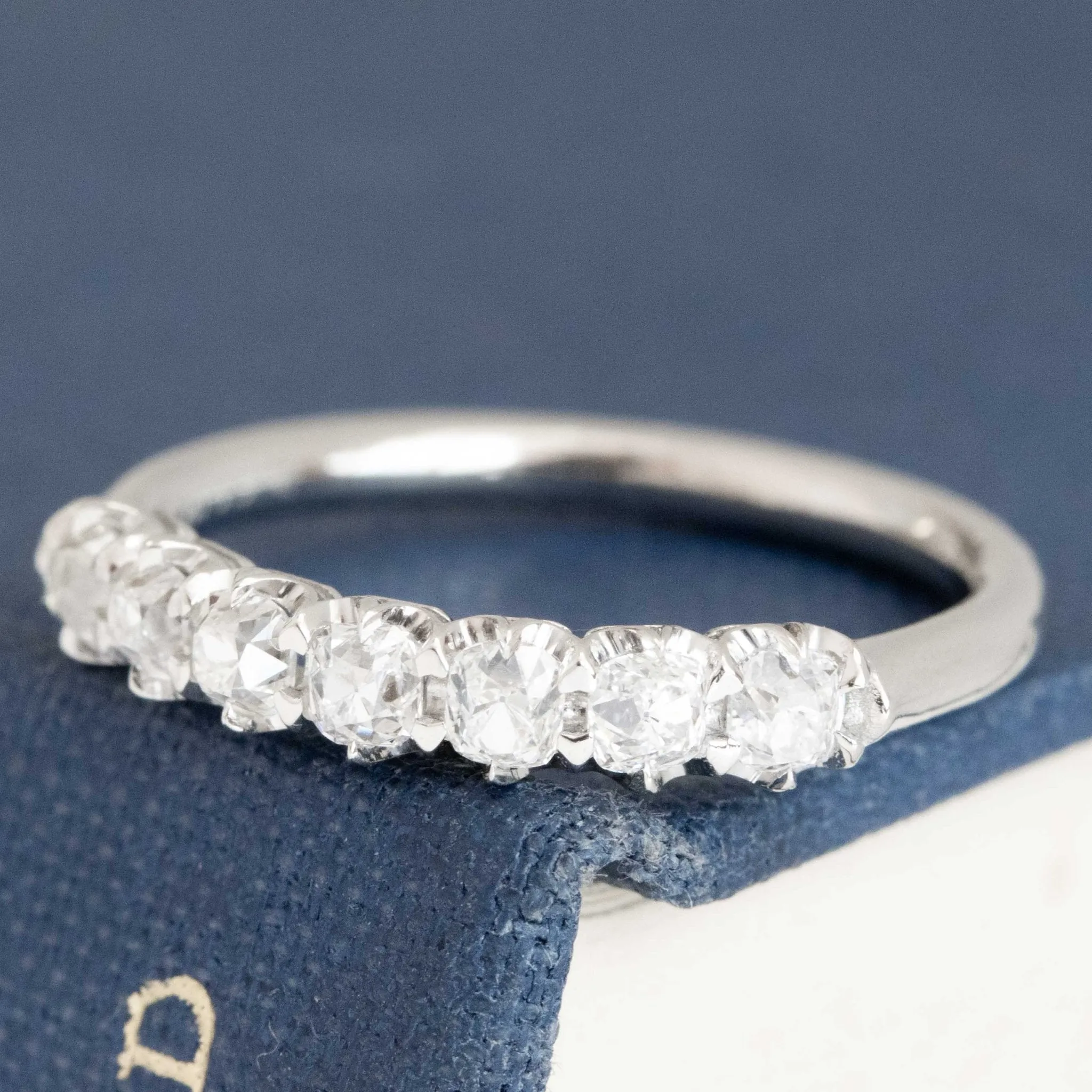 .63ctw Petite Old Mine Cut Diamond Half-Hoop Band