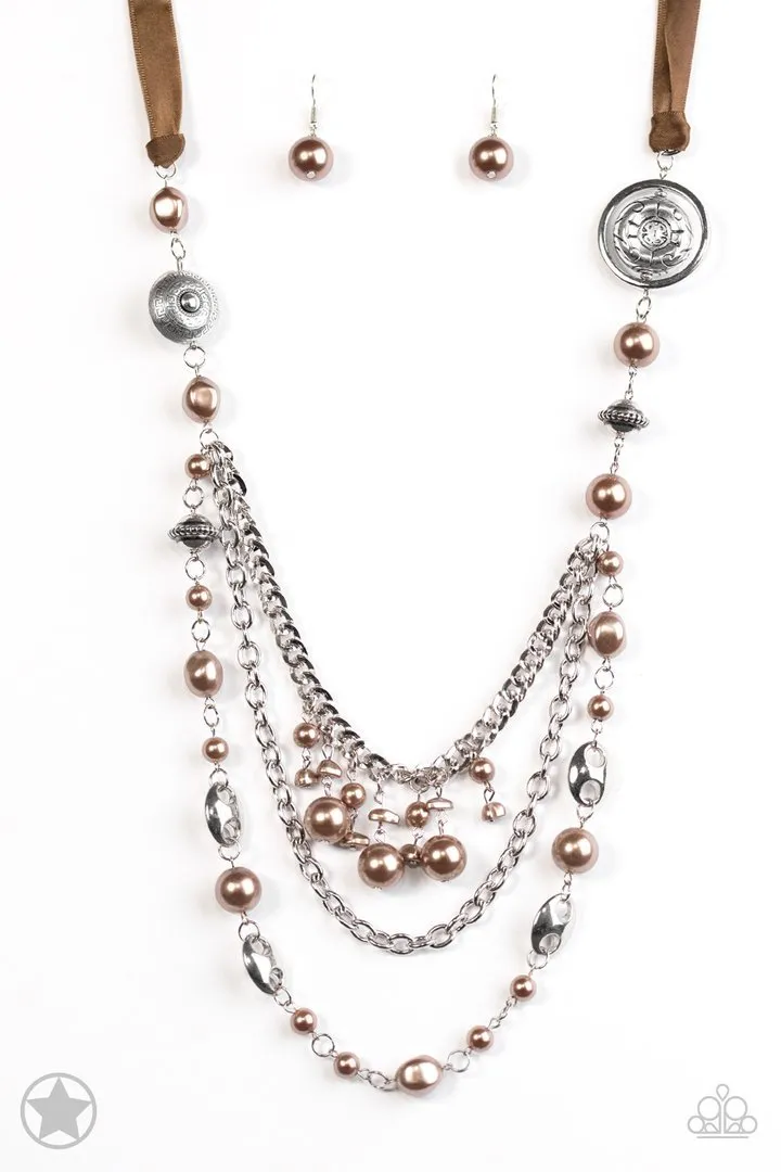 All The Trimmings - Brown Ribbon Necklace - Paparazzi