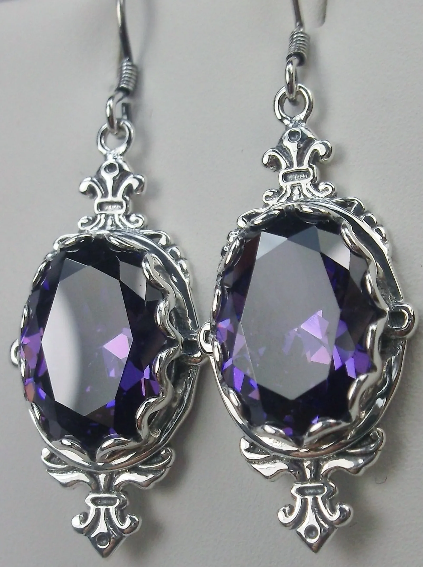 Amethyst CZ Earrings, Stylish Victorian Jewelry #E18
