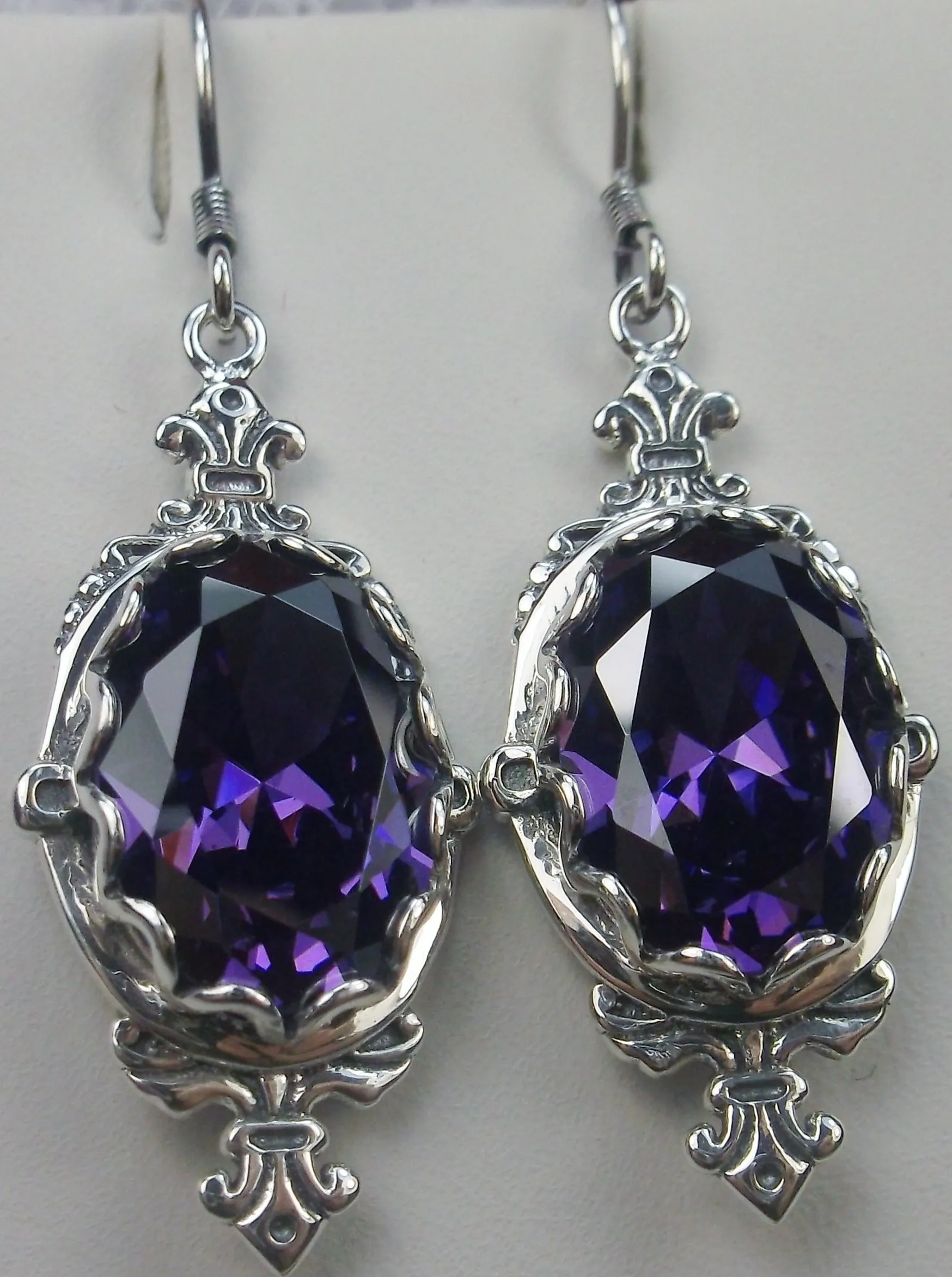 Amethyst CZ Earrings, Stylish Victorian Jewelry #E18