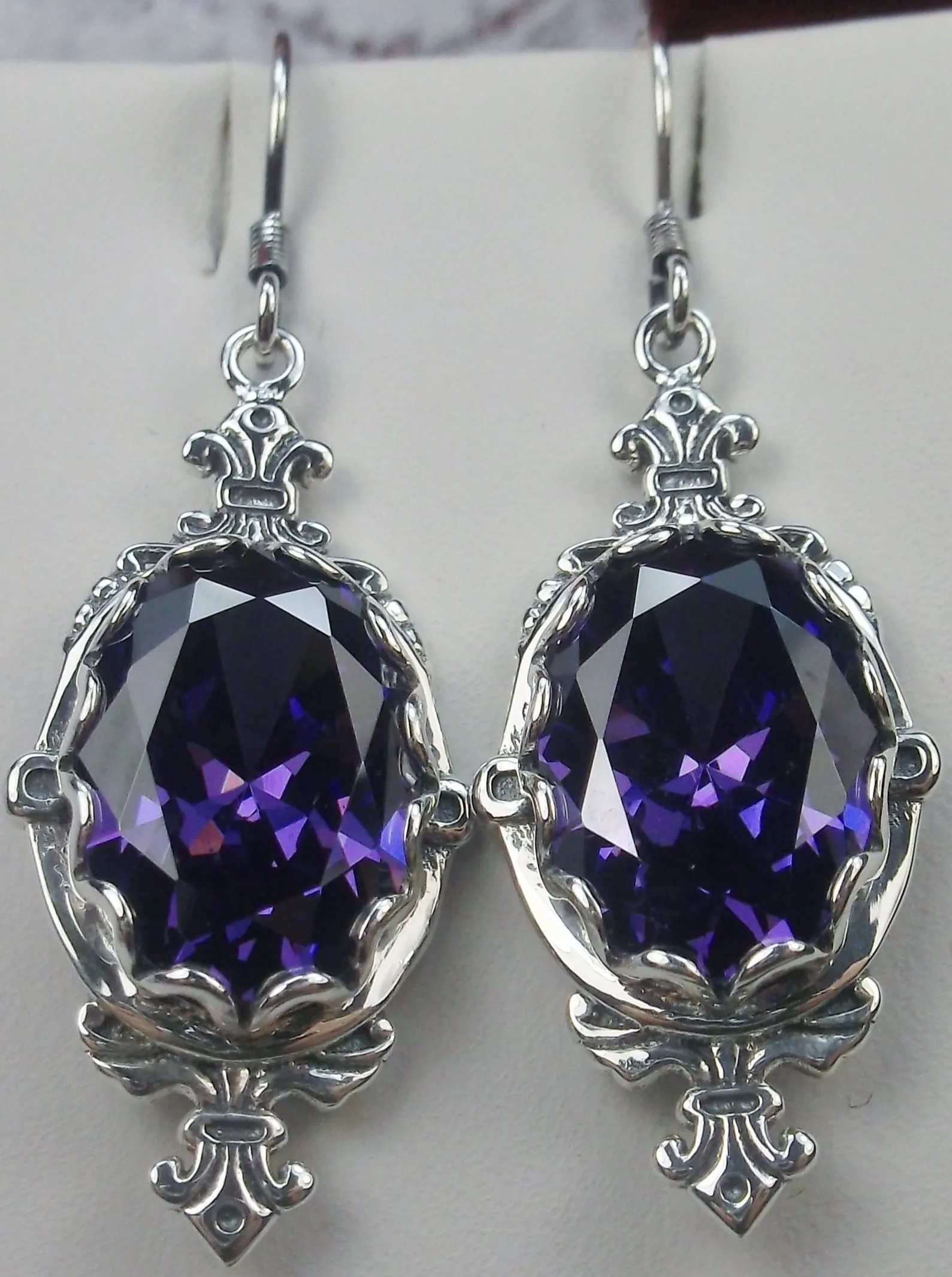 Amethyst CZ Earrings, Stylish Victorian Jewelry #E18