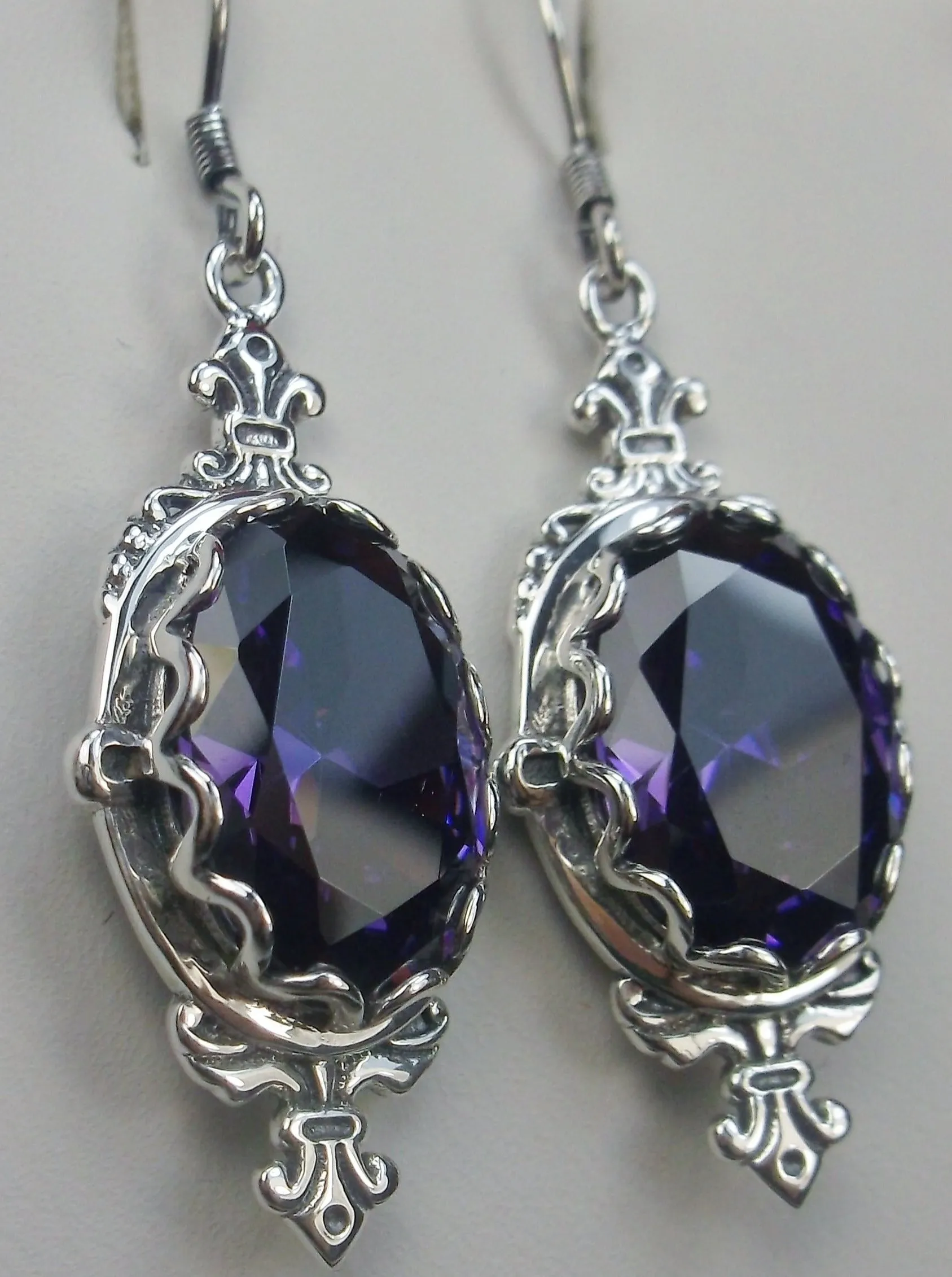 Amethyst CZ Earrings, Stylish Victorian Jewelry #E18