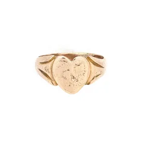 Antique 12K Gold Heart Signet Ring
