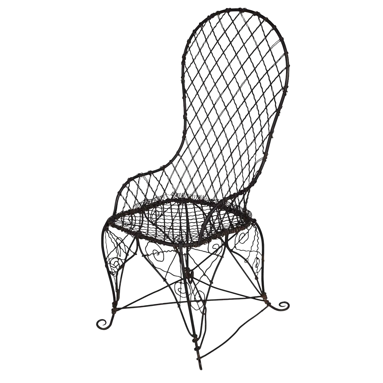 Antique Black Wire Garden Chair