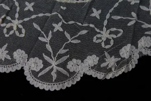 Antique Brussels lace Bertha collar on net vintage Victorian era