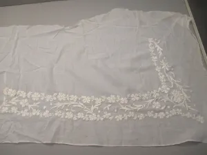 Antique lace embroidered muslin panel remnant