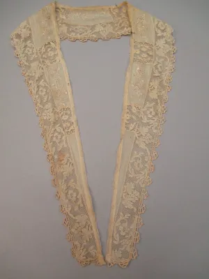Antique Lace Shawl Collar Hand Embroidered