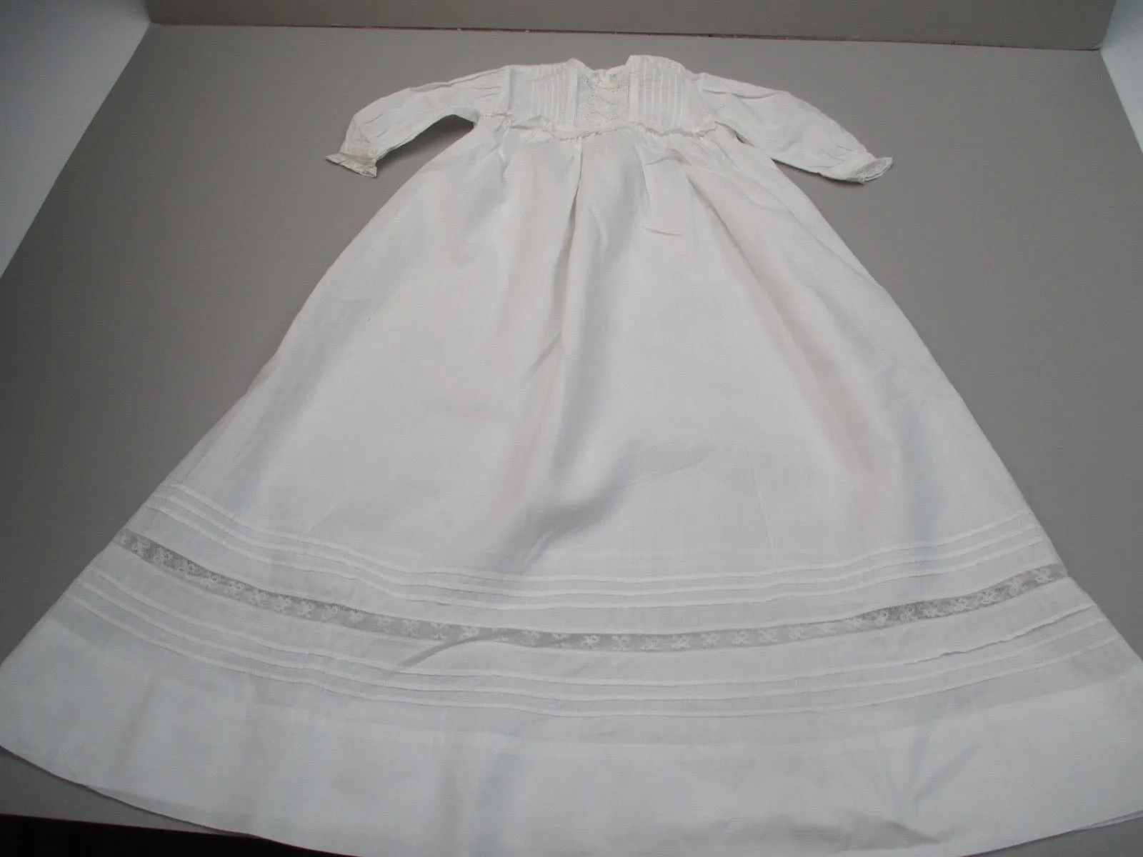Antique Victorian Baby gown w lace insertions