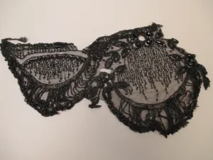 Antique Victorian beaded Net Lace Applique