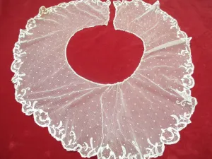 Antique Victorian Brussels Lace Fichu Collar