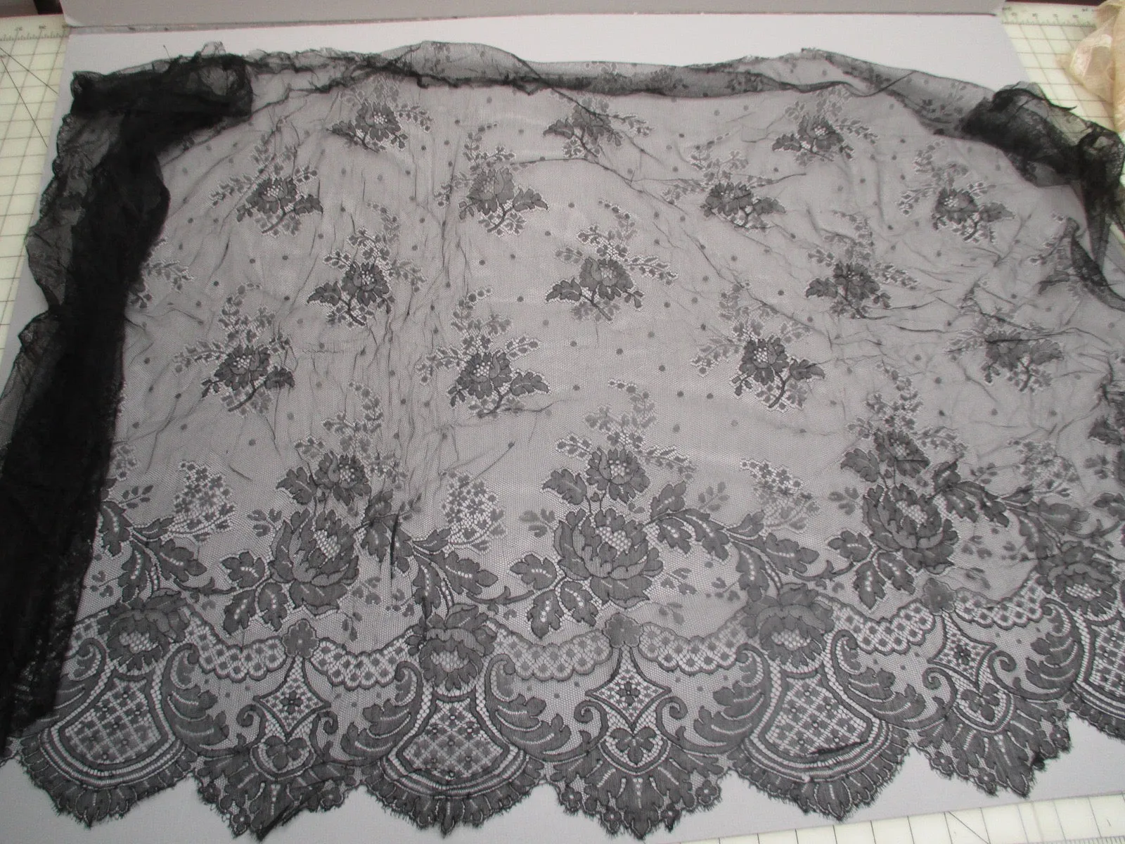 Antique Victorian Chantilly Lace Flounce Wide