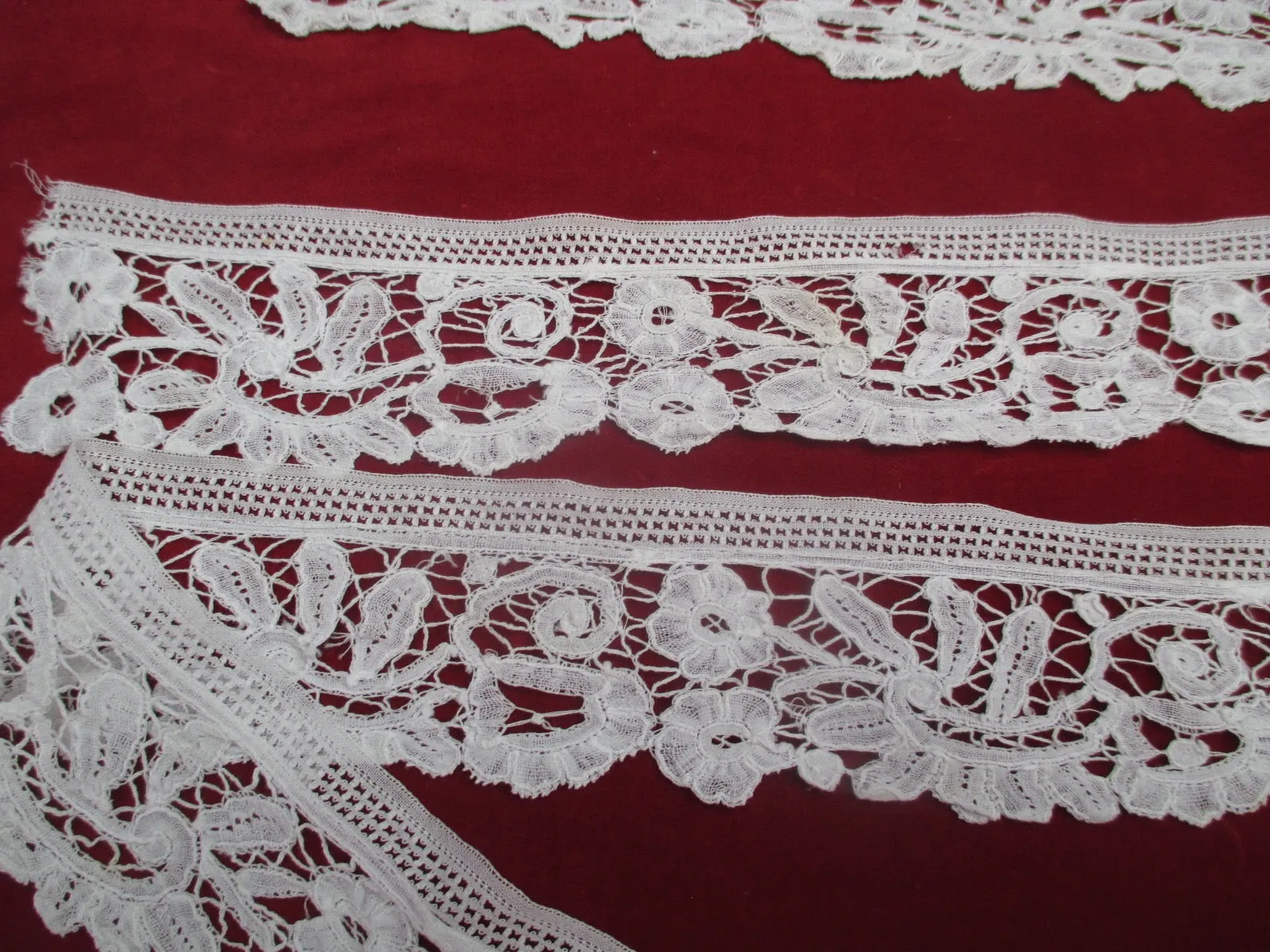 Antique Victorian Duchesse Lace Flounce 3 pc