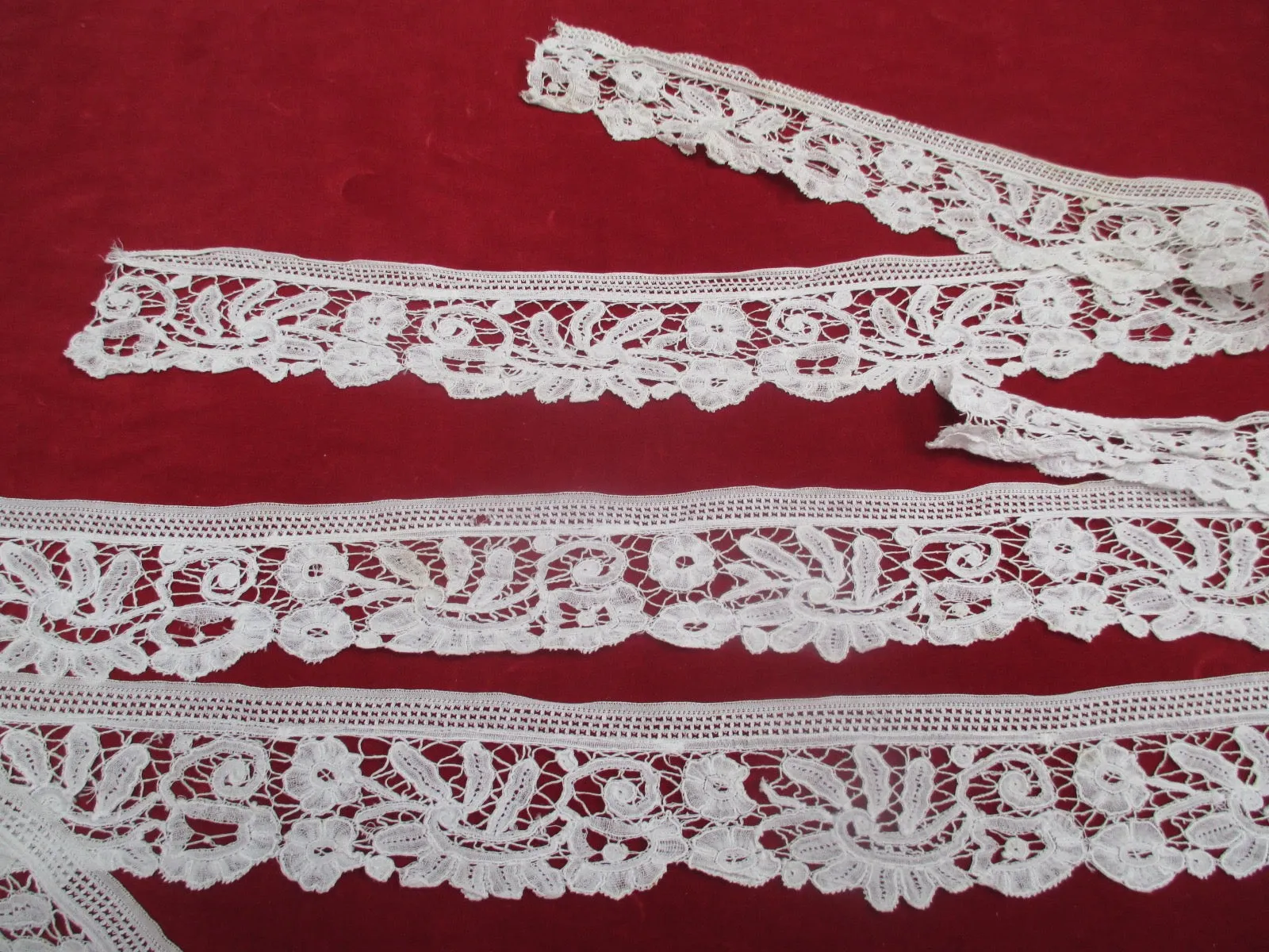 Antique Victorian Duchesse Lace Flounce 3 pc