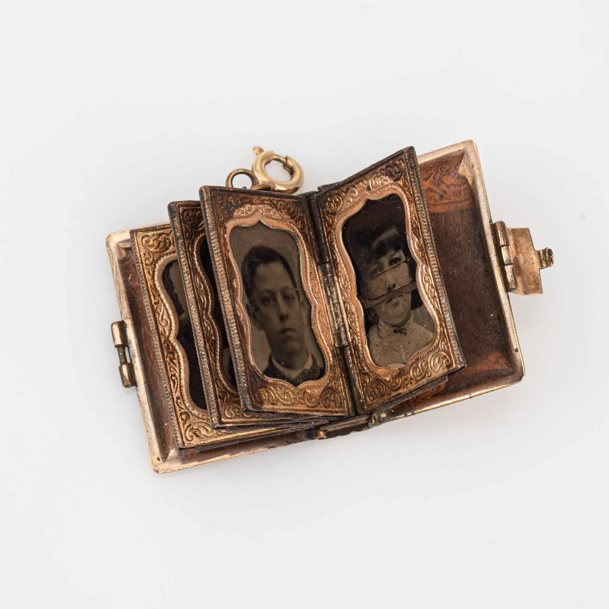 Antique Victorian Family Book Locket Charm 14k Rose Gold Pendant Opens 8 Photo