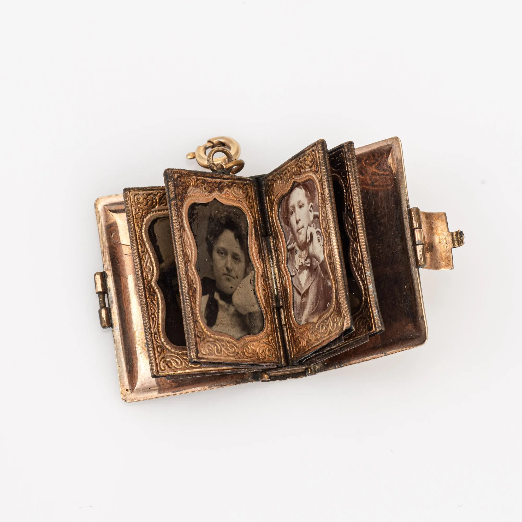 Antique Victorian Family Book Locket Charm 14k Rose Gold Pendant Opens 8 Photo