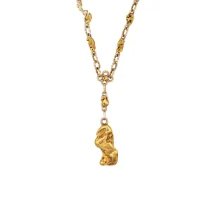 Antique Victorian Gold Nugget Necklace 19" Chain Drop Fine Vintage Jewelry